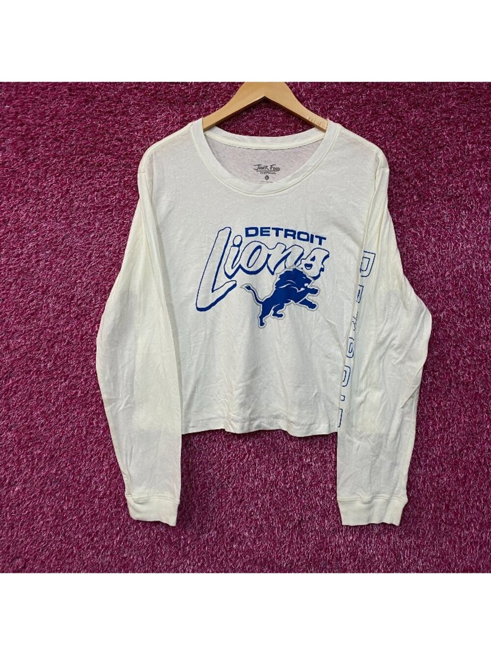 Junk Food NFL Detroit Lions Long Sleeve Cropped T-Shirt Large